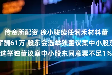 传金所配资 徐小骏续任润禾材料董秘：2024年薪酬61万 股东会选举独董议案中小股东同意票不足1%