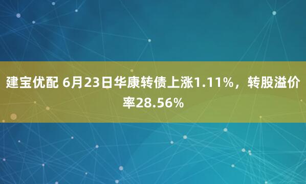 建宝优配 6月23日华康转债上涨1.11%，转股溢价率28.56%