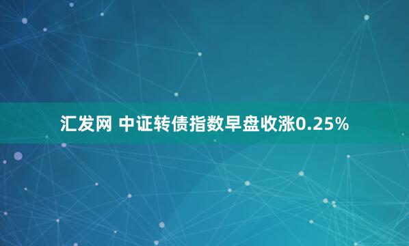 汇发网 中证转债指数早盘收涨0.25%